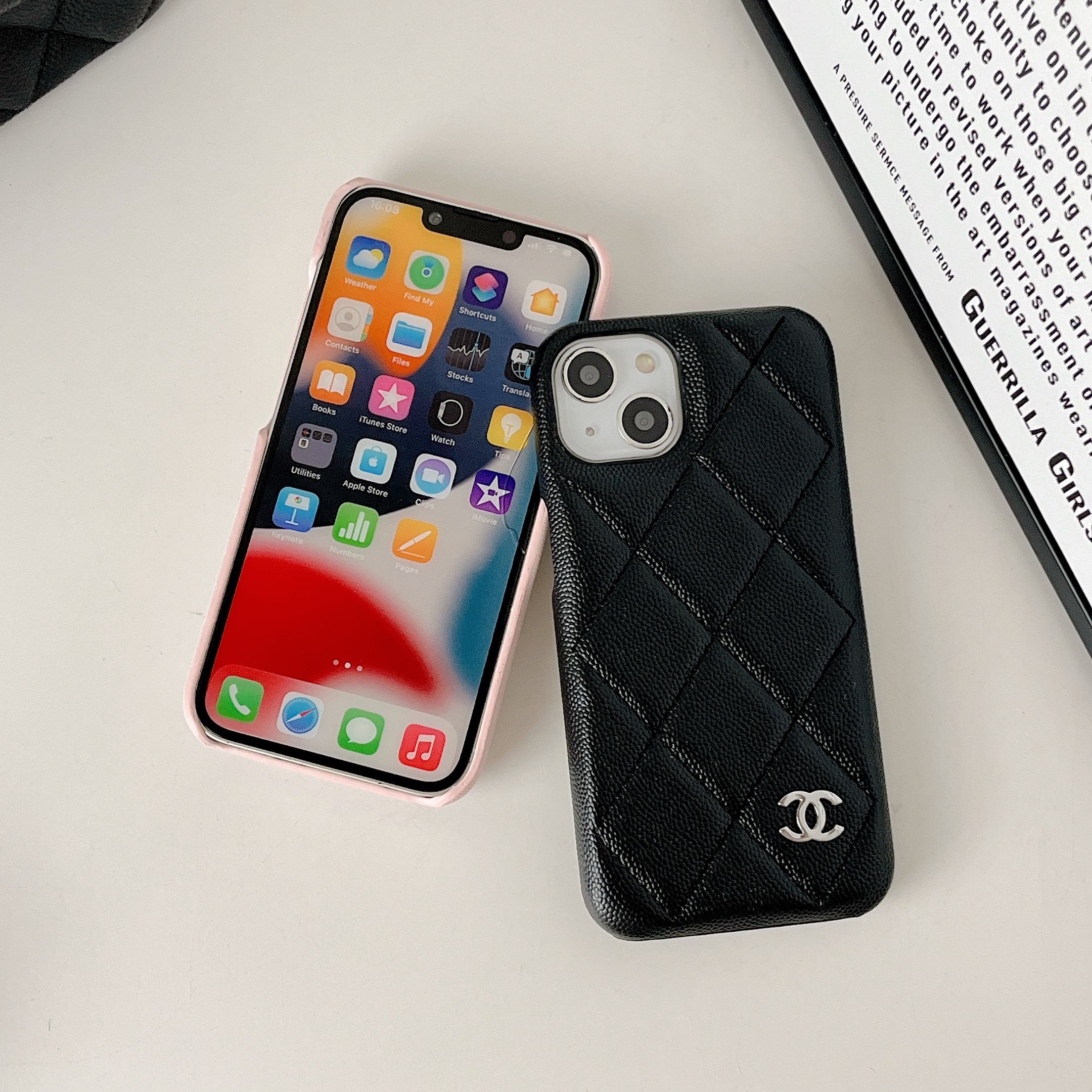 Classic Leather CC iPhone Case Black -LZK251023