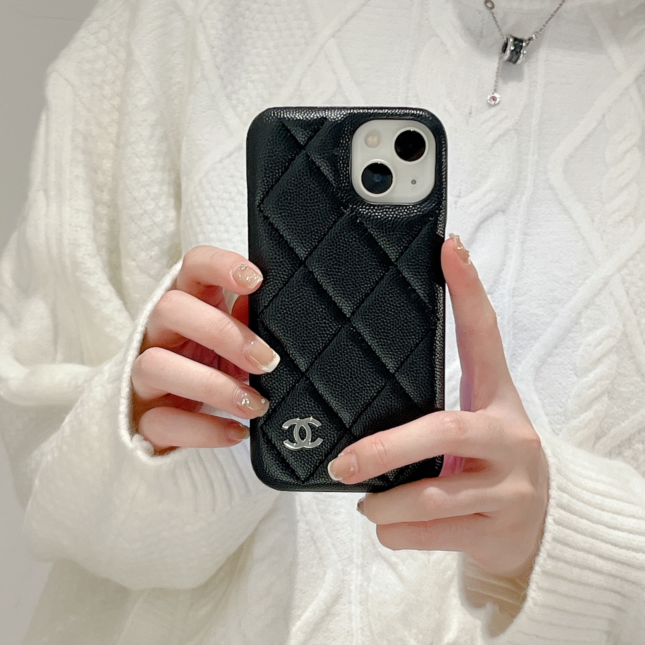 Classic Leather CC iPhone Case Black -LZK251023
