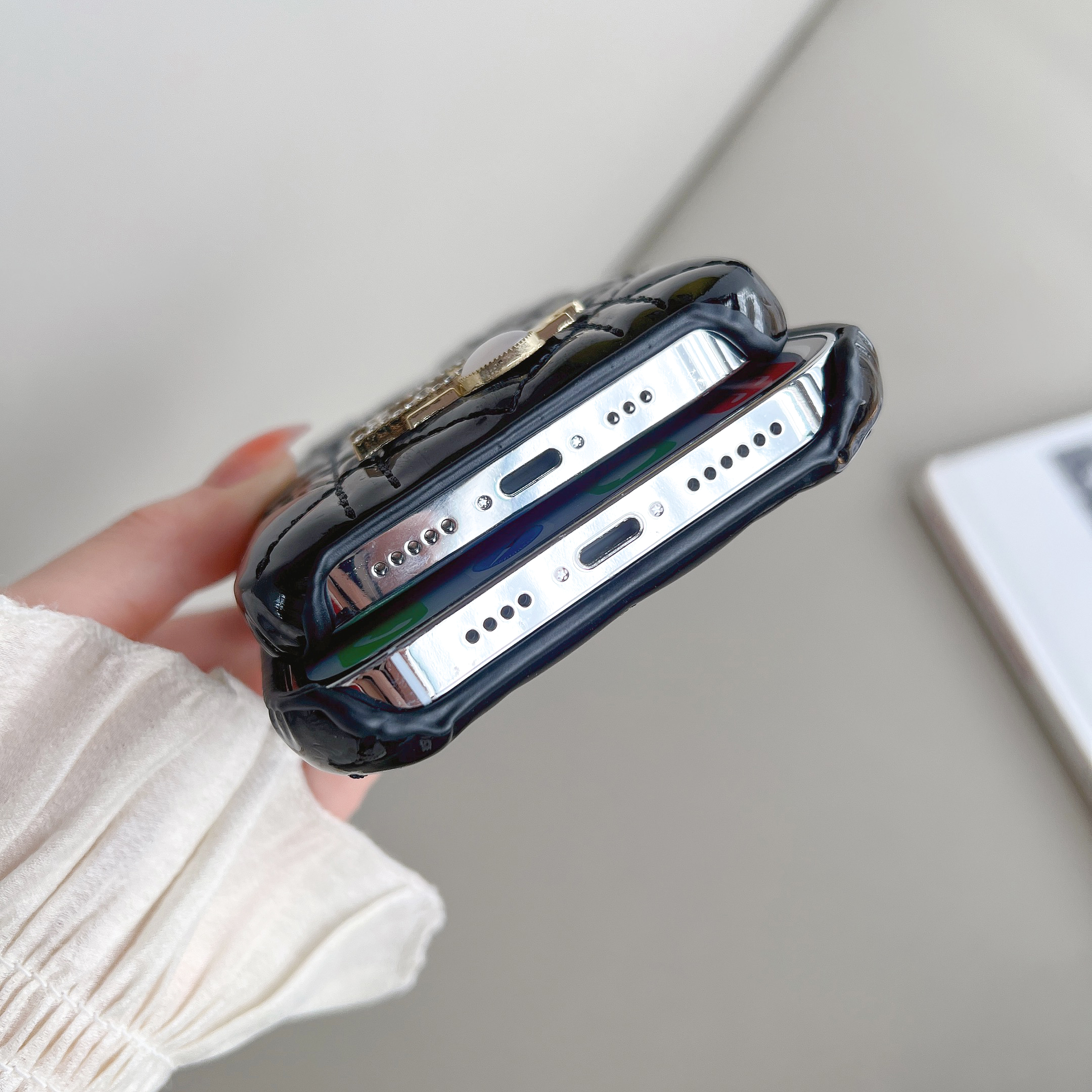  CD iPhone Case Leather Black-WJ240513-GTOCASE