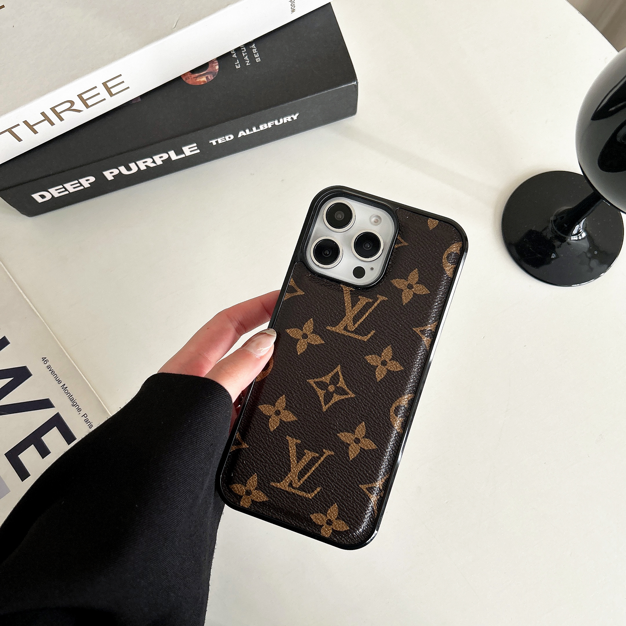 Leather  Monogram Phone Case For iPhone Brown-BMK241125-casezom