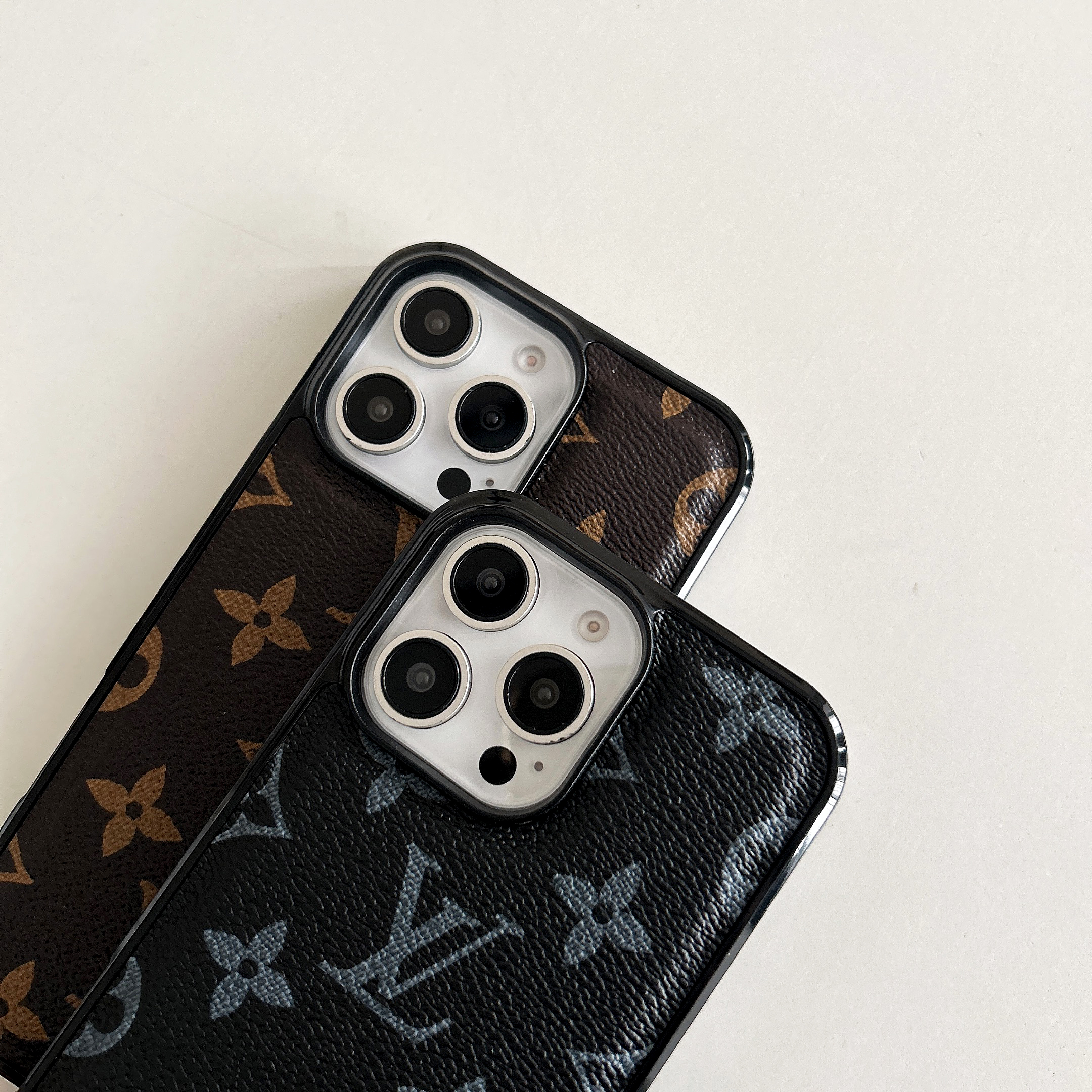 Leather  Monogram Phone Case For iPhone Black-BMK241125-casezom