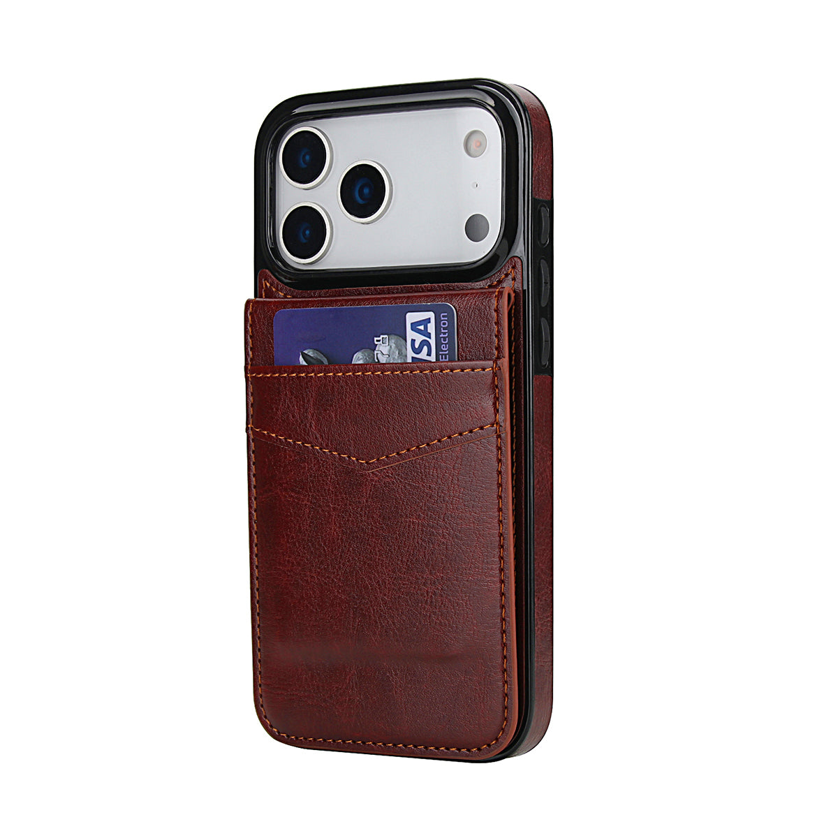 Premium Leather Classic iPhone Case With Credit Card Holder-ZDK250927