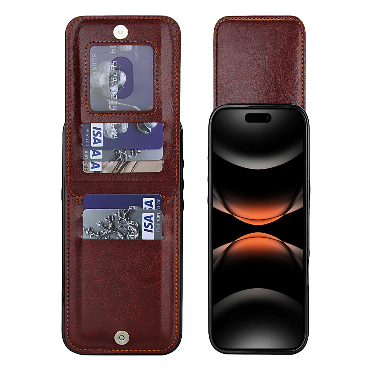 Premium Leather Classic iPhone Case With Credit Card Holder-ZDK250927