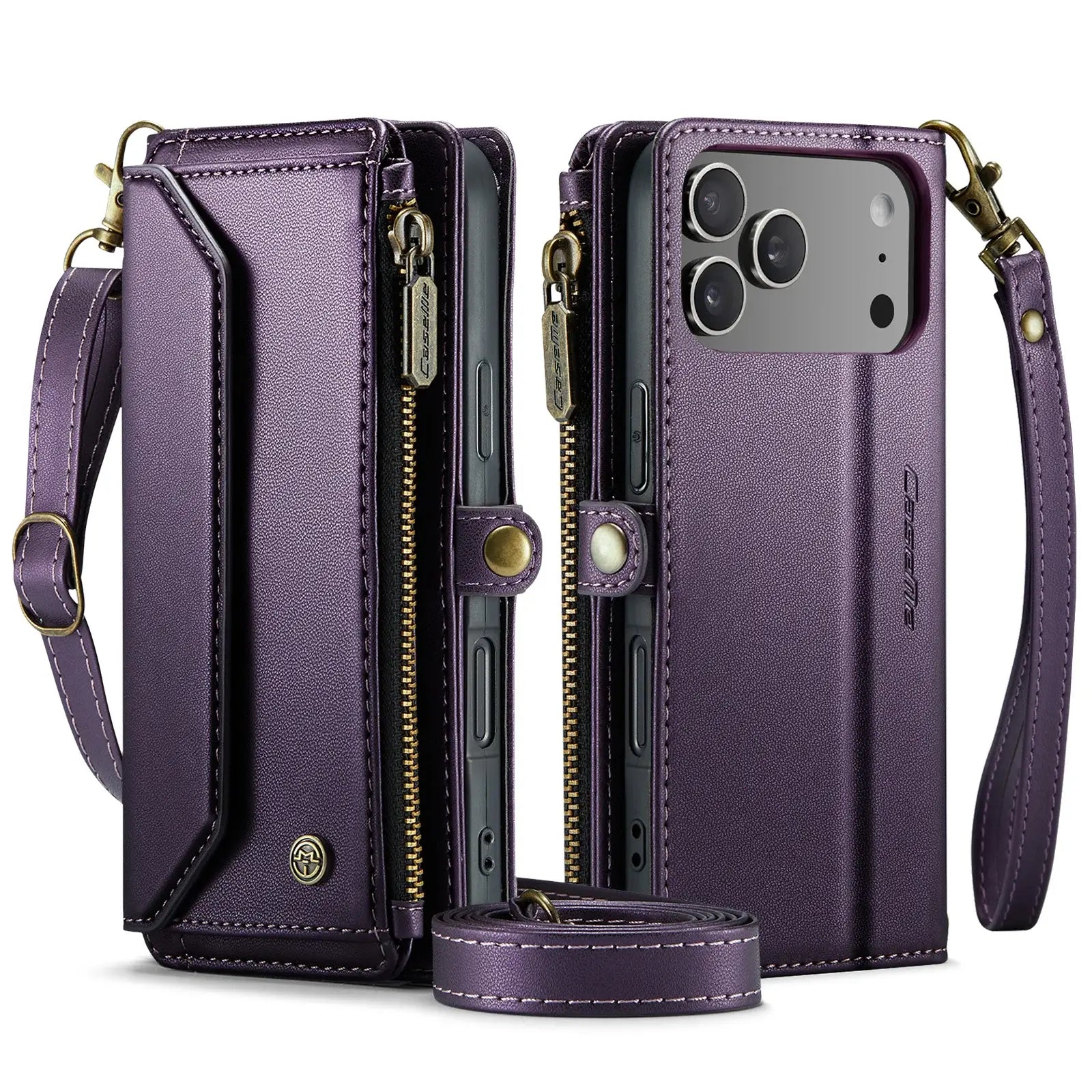 Leather iPhone Case With Zipper Wallet RFID Blocking-LLK251134