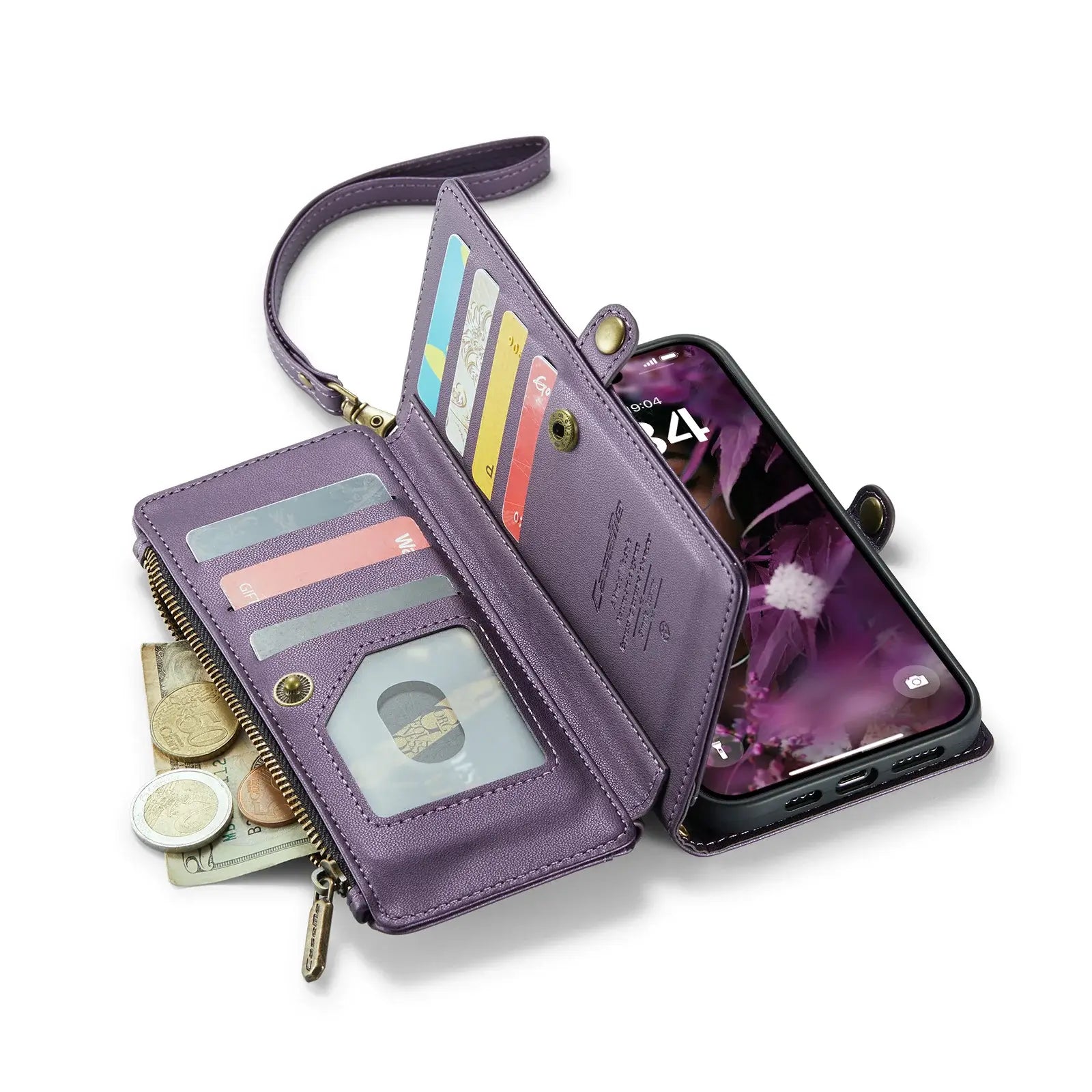 Leather iPhone Case With Zipper Wallet RFID Blocking-LLK251134