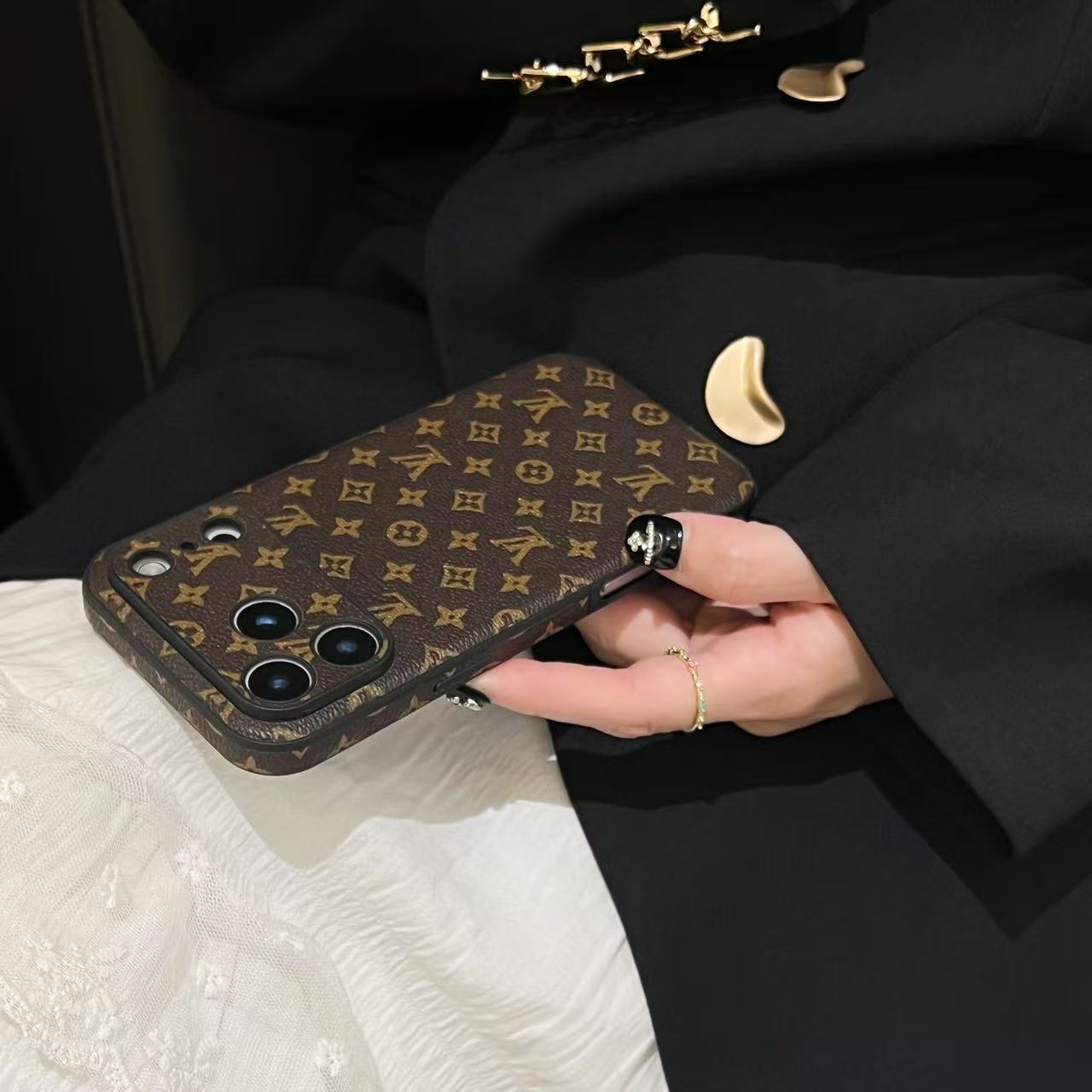 Leather Monogram iPhone Case For iPhone 17 Series-HBK250304