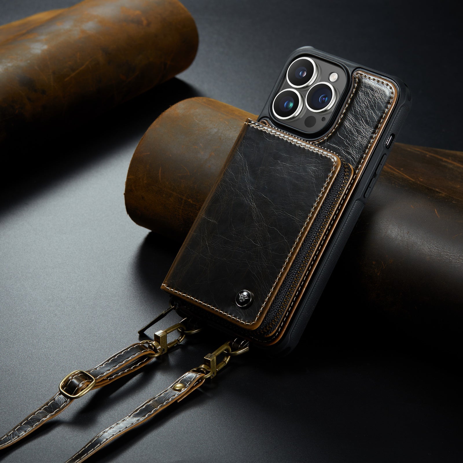 Luxury Leather Wallet Crossbody iPhone Case – HKS251425