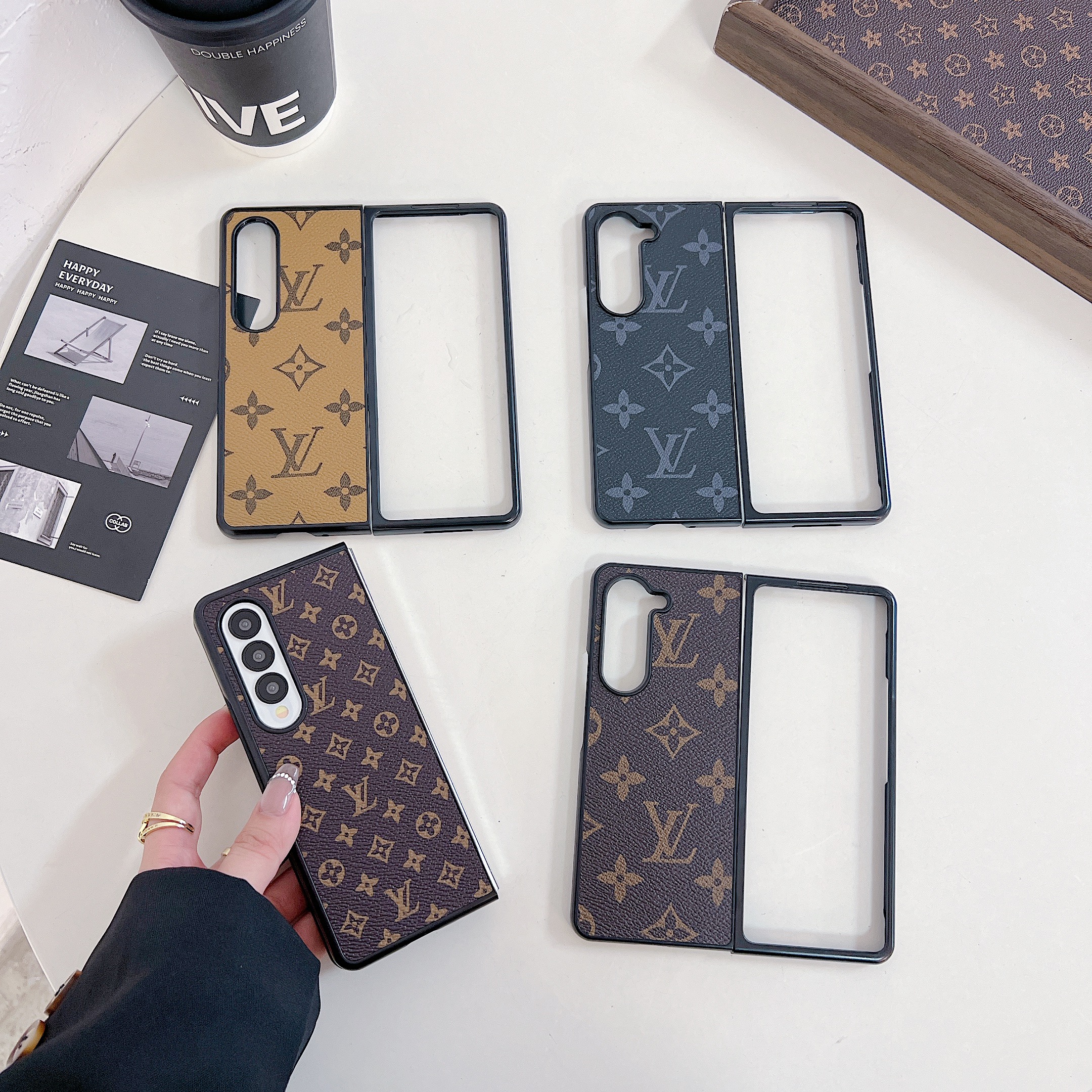 Leather Monogram Galaxy Z Flod Series Case  Big Printing -ZDP251805-GTOCASE
