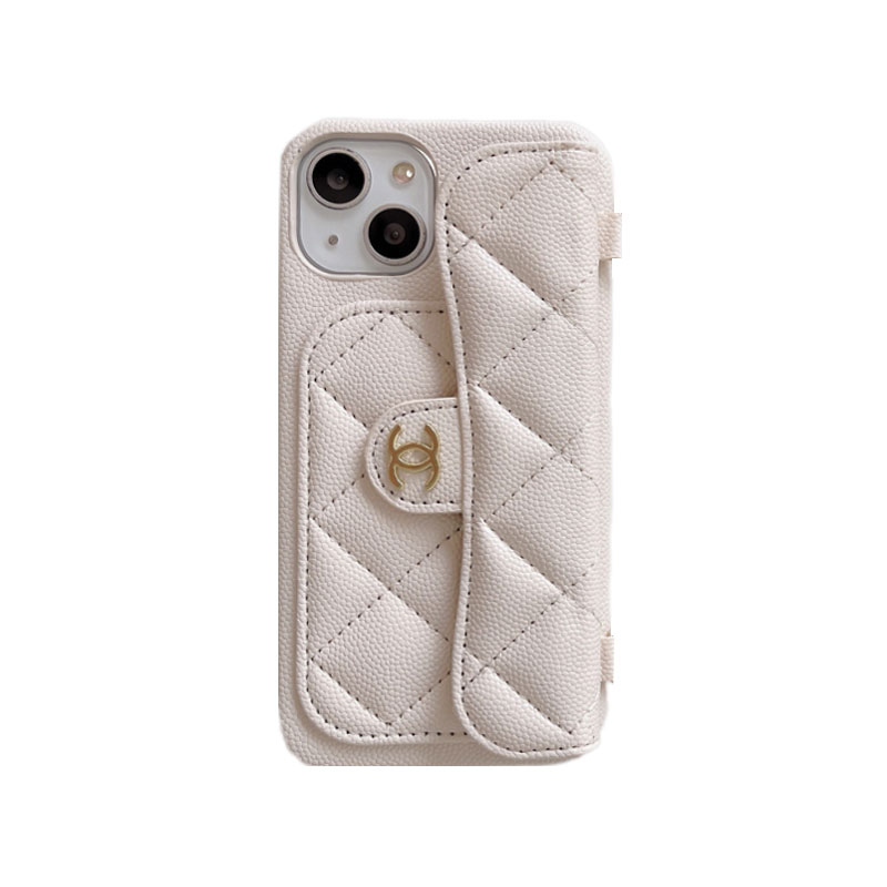 CC iPhone Case With Card Holder And Strap White -SLK240104-GTOCASE