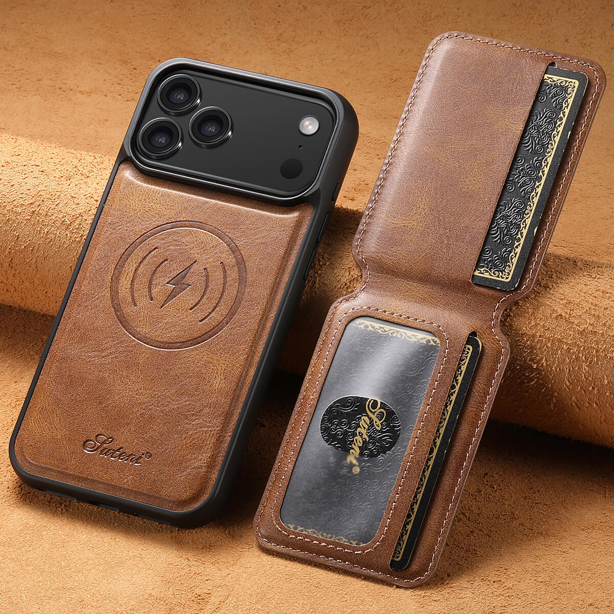 Leather iPhone case With Card Holder Wallet-CXB251205