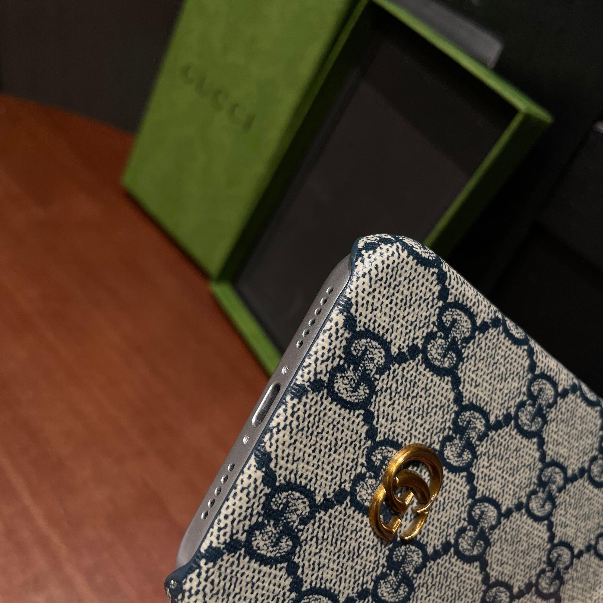 Classic Leather GG iPhone Case For iPhone 17 Series Blue-CJK251023