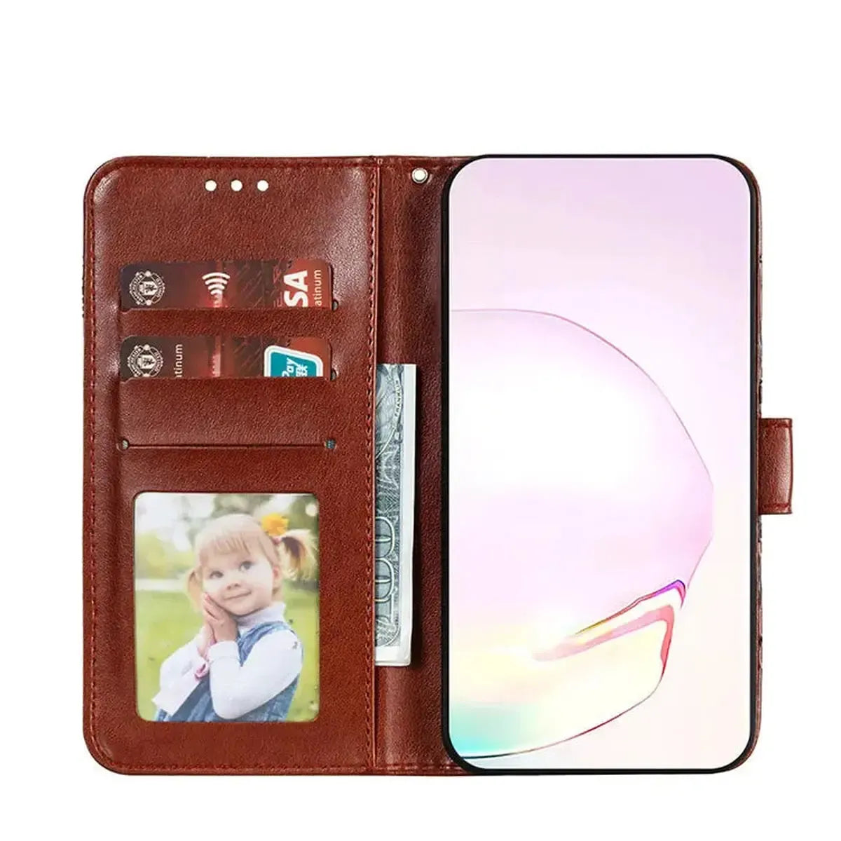 Premium Leather Folio Wallet  Samsung Phone Case With Credit Card Holder-ZPK250927