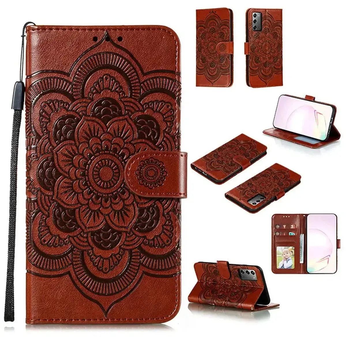 Premium Leather Folio Wallet  Samsung Phone Case With Credit Card Holder-ZPK250927