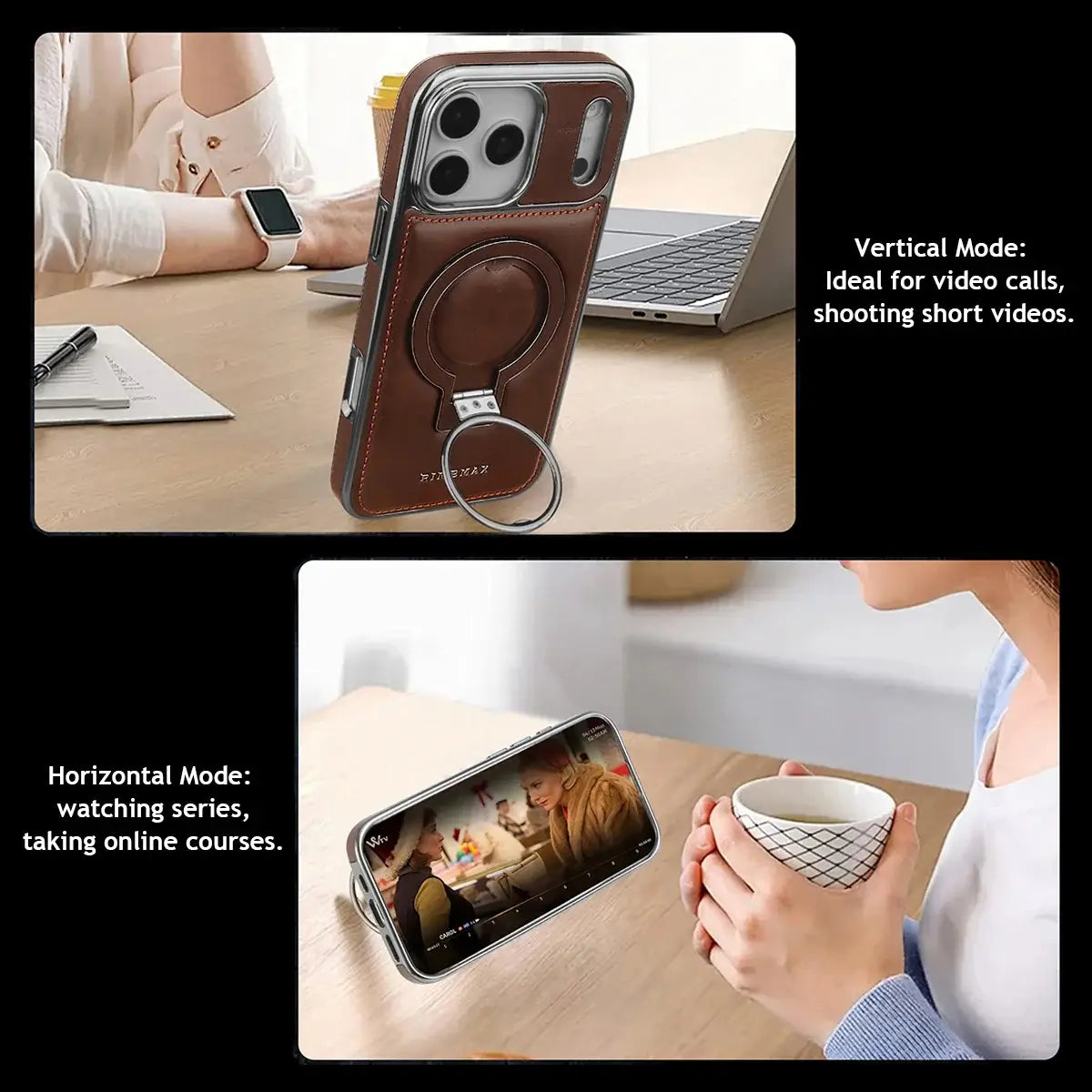 Luxury Leather Invisible Stand iPhone Case-NPK251156