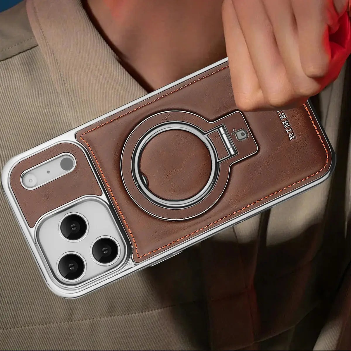 Luxury Leather Invisible Stand iPhone Case-NPK251156