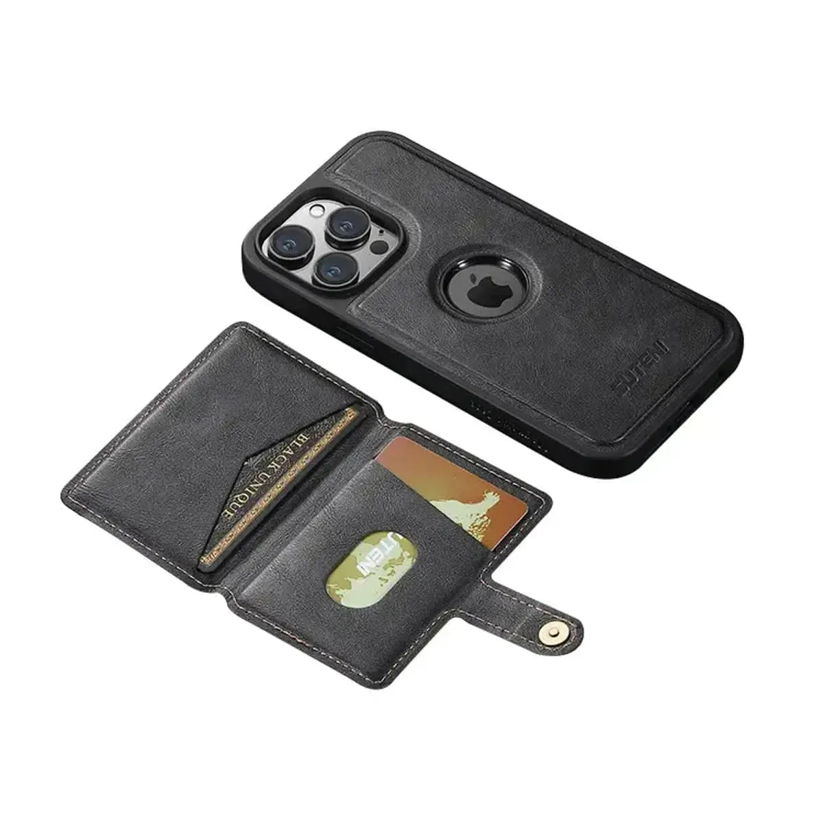 Premium Leather iPhone Case With Magnetic Wallet Compatible with Magsafe