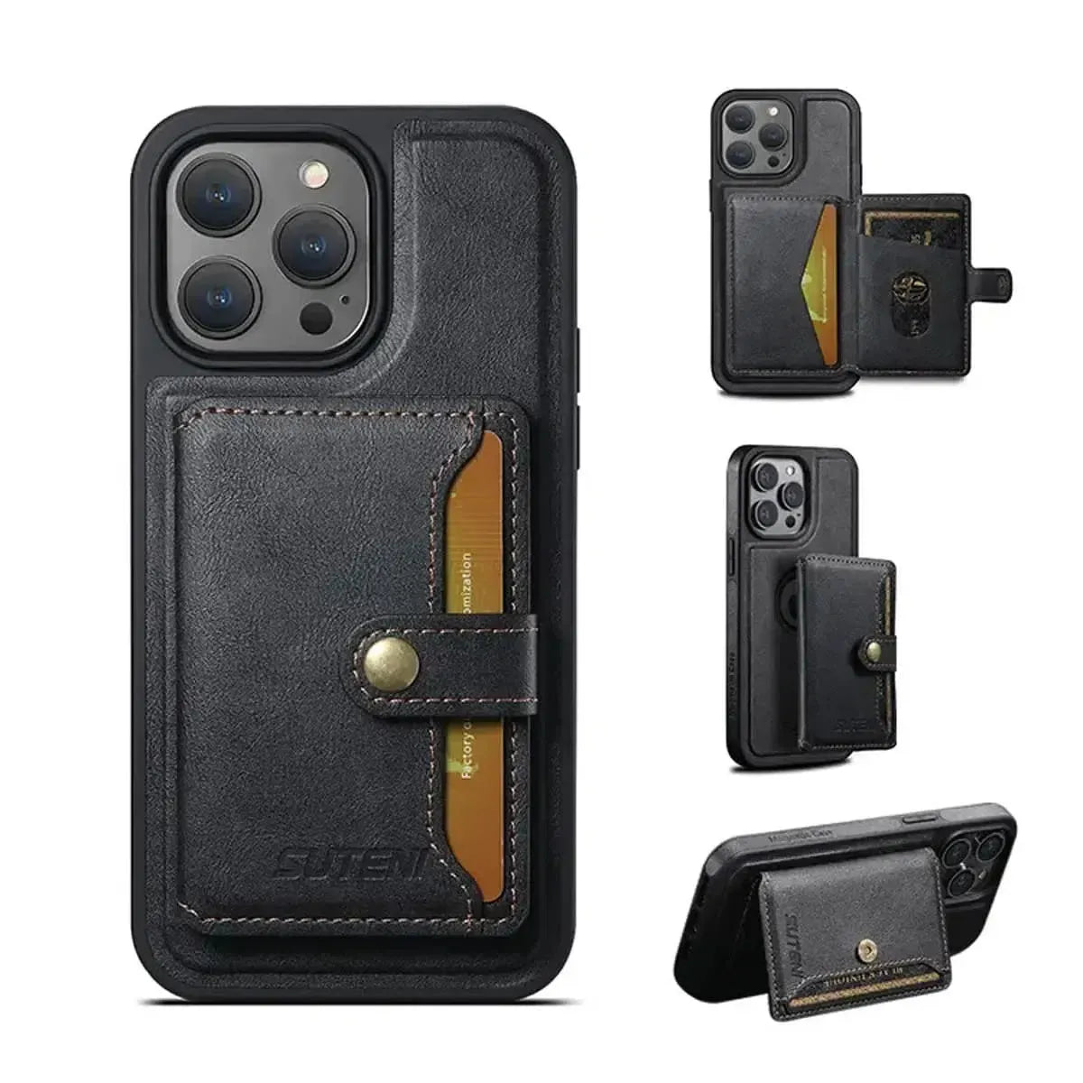 Premium Leather iPhone Case With Magnetic Wallet Compatible with Magsafe