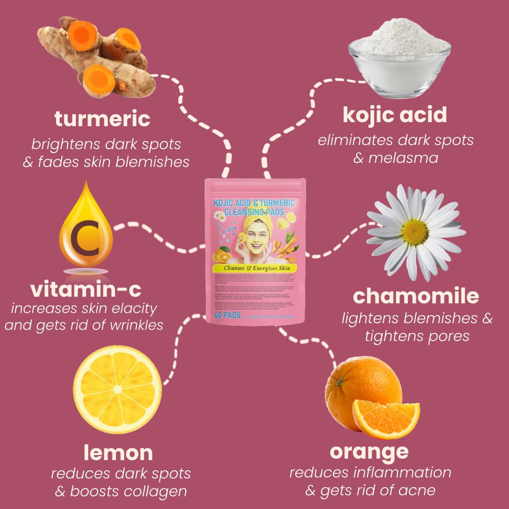 🎁LAST DAY 49% OFF🔥Turmeric Kojic Acid Cleansing Pads
