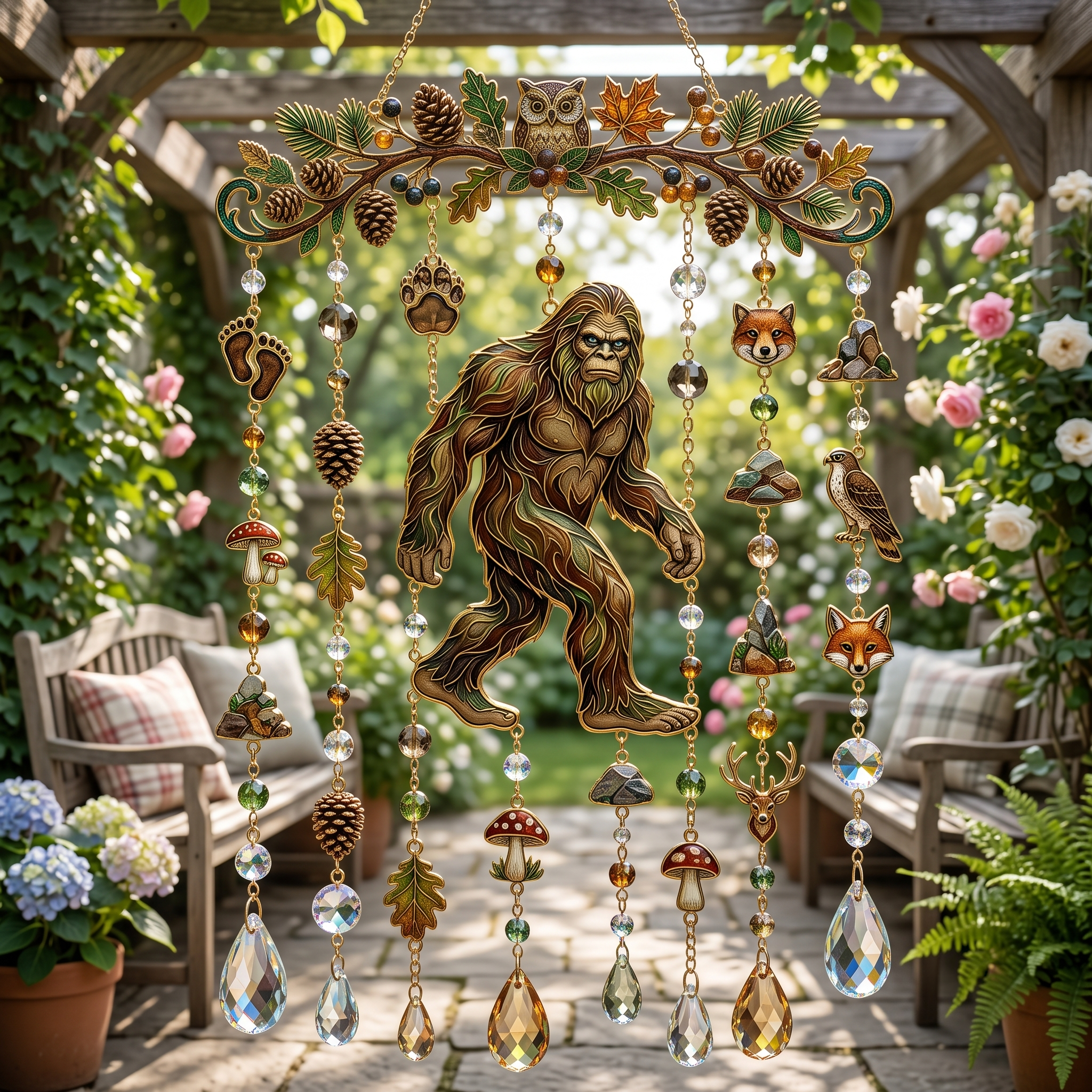 Bigfoot Crystal Suncatcher Wind Chime