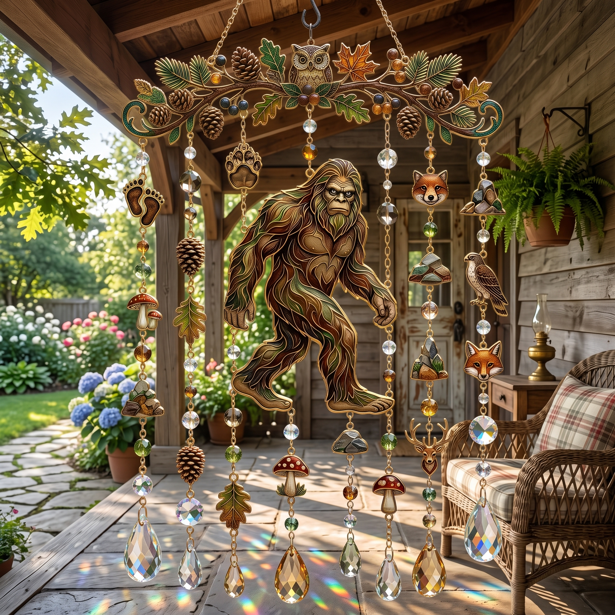 Bigfoot Crystal Suncatcher Wind Chime
