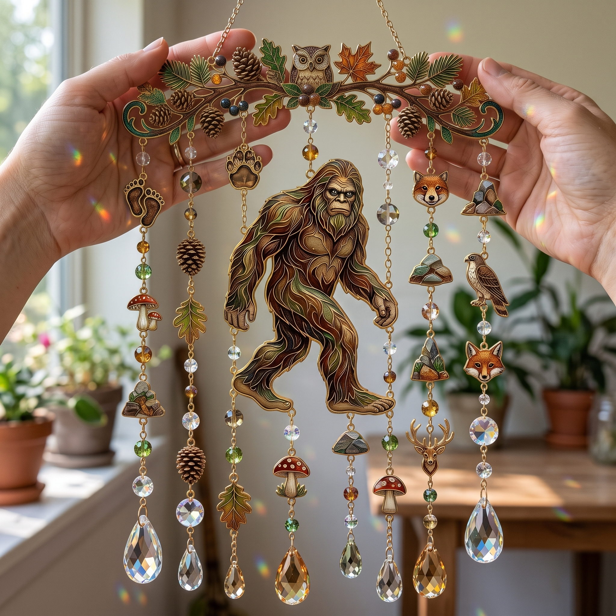 Bigfoot Crystal Suncatcher Wind Chime