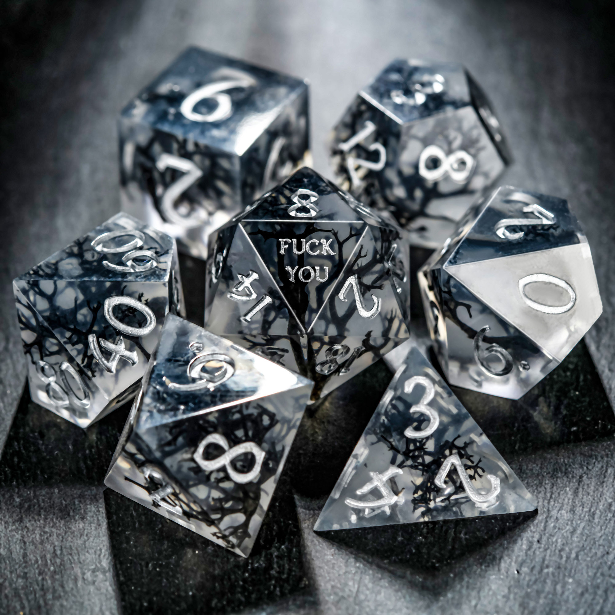 🎲Black Coral F Word DnD D&D Dice Set