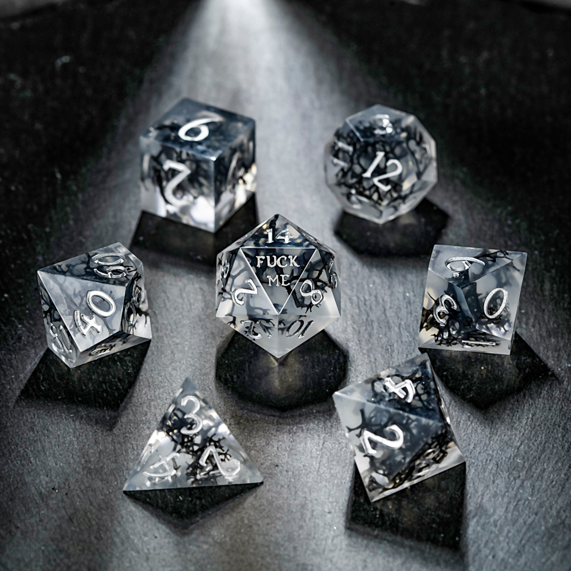 🎲Black Coral F Word DnD D&D Dice Set