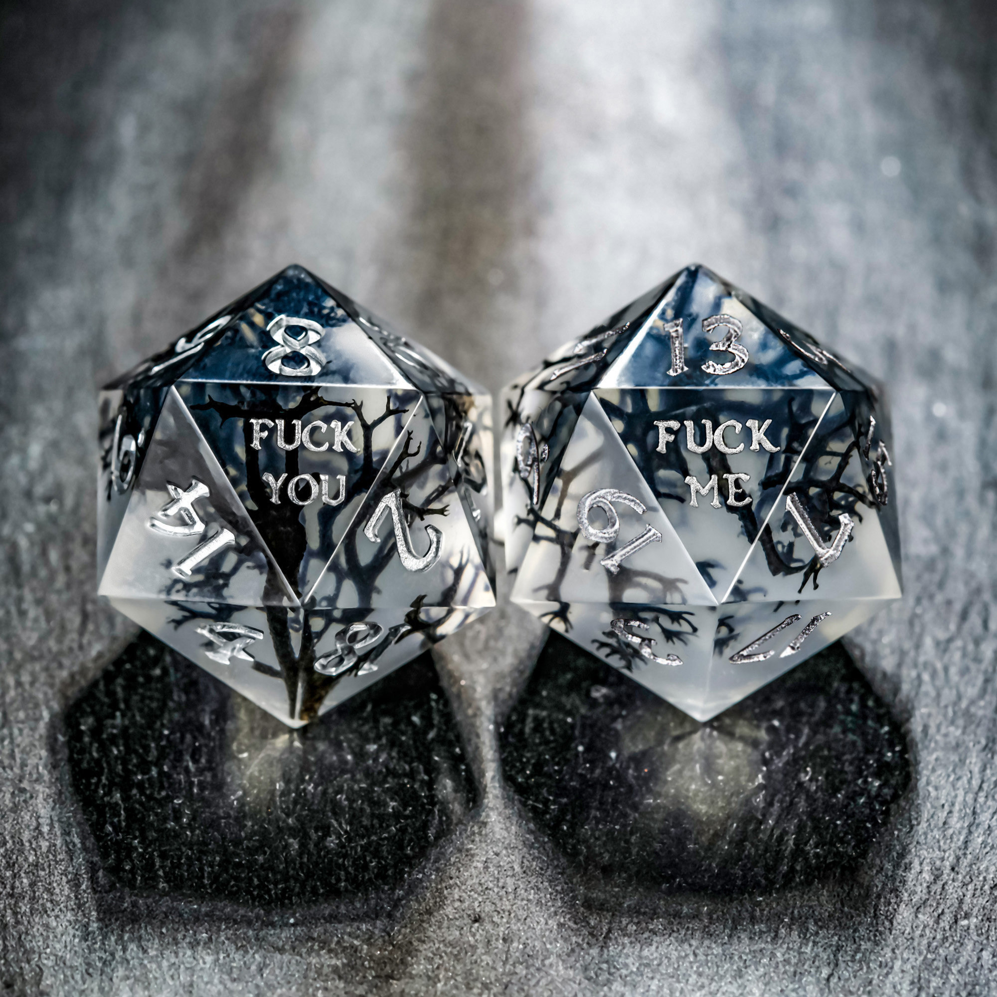 🎲Black Coral F Word DnD D&D Dice Set