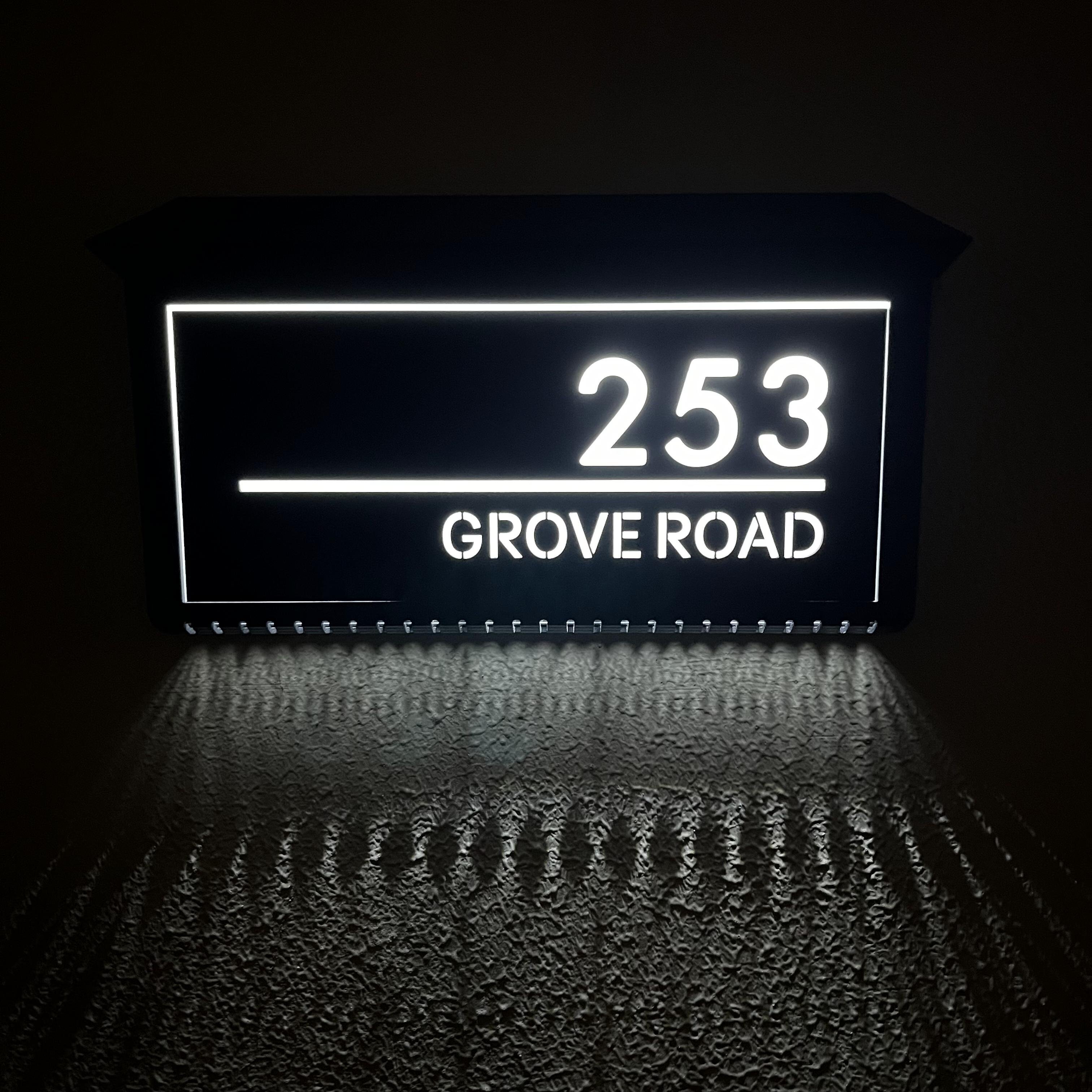Custom Solar LED Backlit House Number Sign | Rectangle