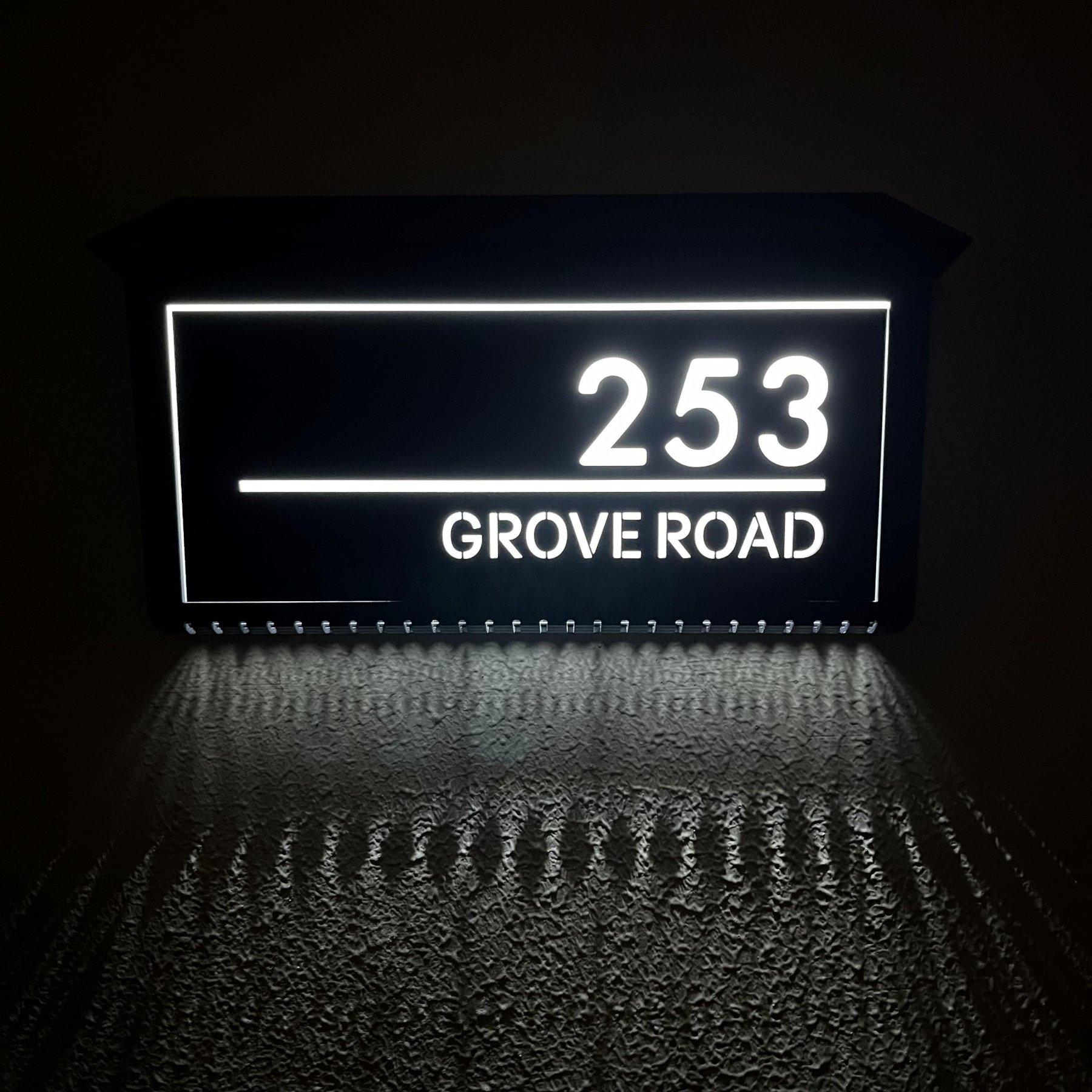 Custom Solar LED Backlit House Number Sign | Rectangle