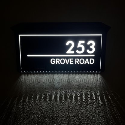 Custom Solar LED Backlit House Number Sign | Rectangle