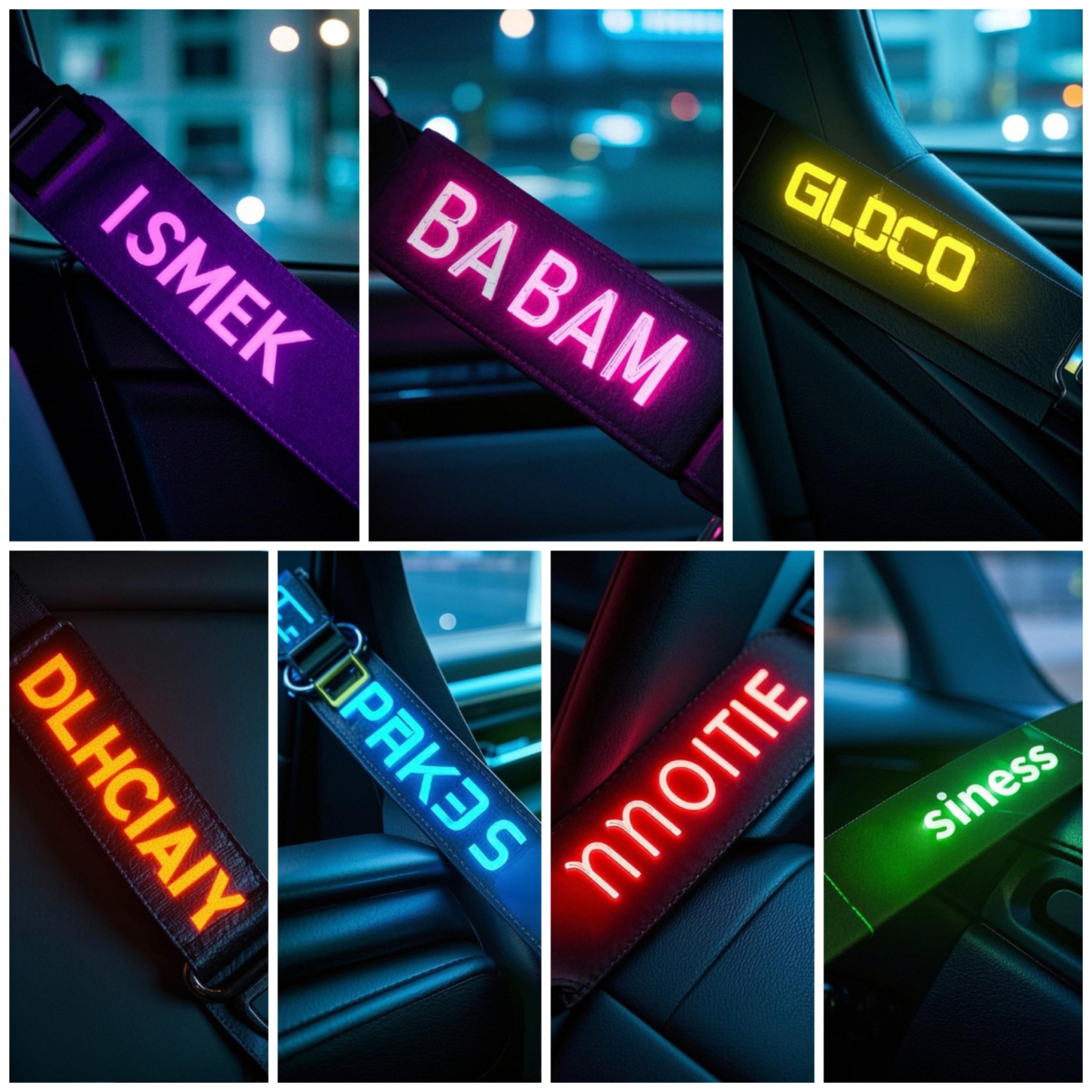 Custom Glow-in-the-Dark Seat Belt Stickers - Available in Multiple Colors