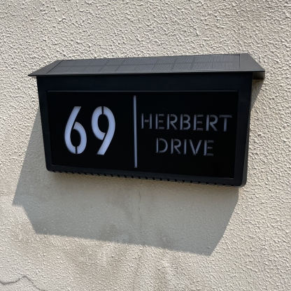 Custom Solar LED Backlit House Number Sign | Rectangle