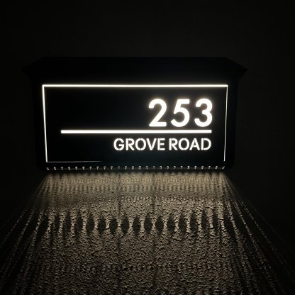 Custom Solar LED Backlit House Number Sign | Rectangle