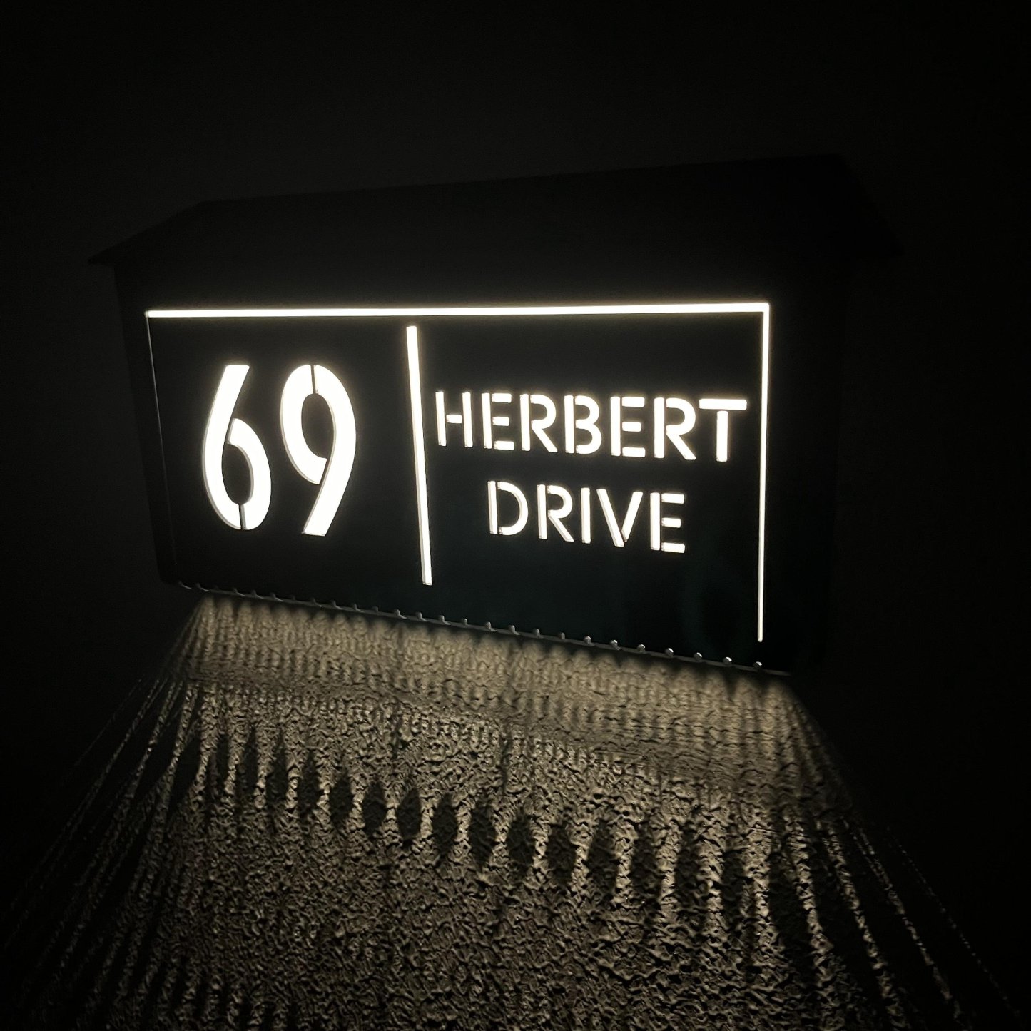 Custom Solar LED Backlit House Number Sign | Rectangle