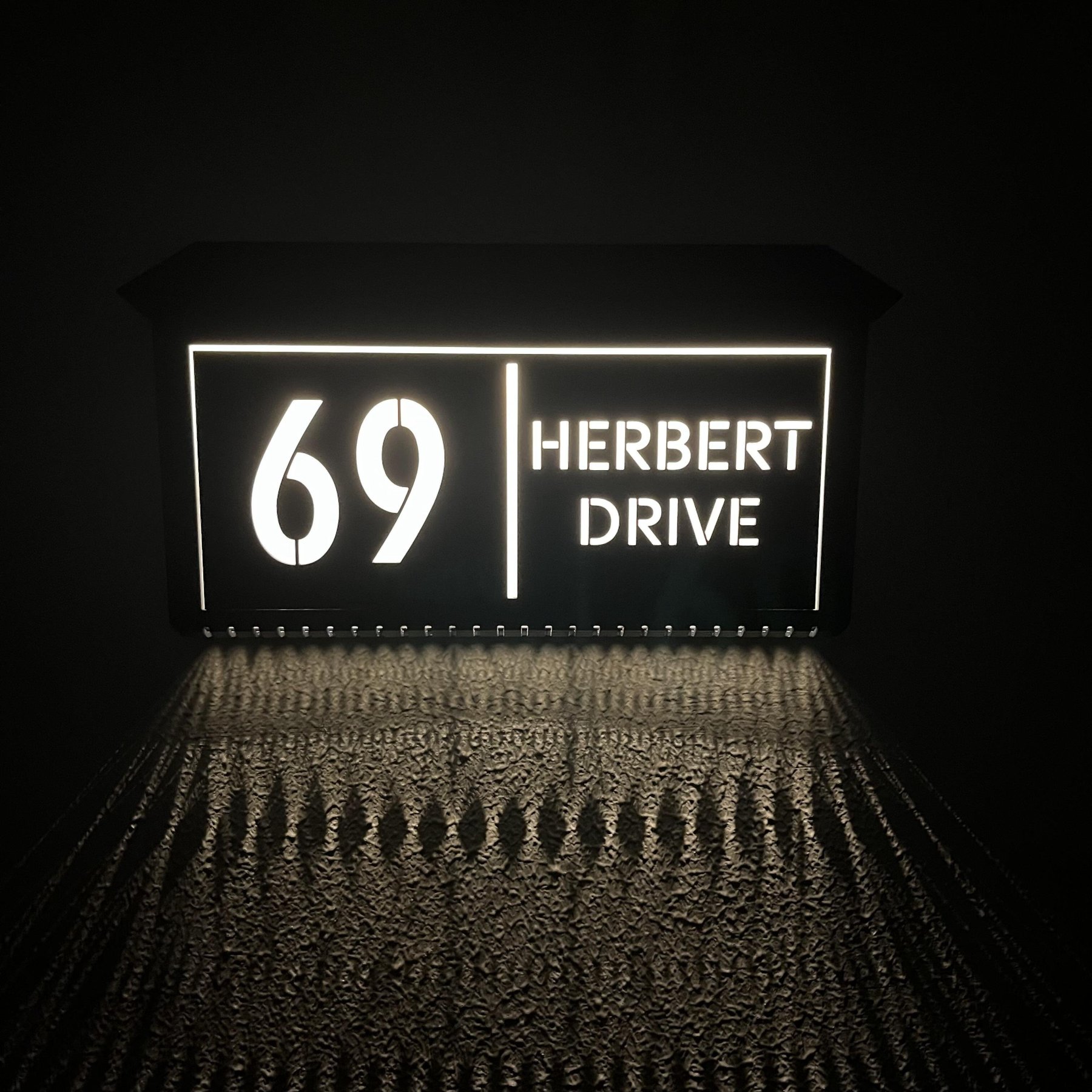 Custom Solar LED Backlit House Number Sign | Rectangle