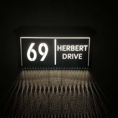 Custom Solar LED Backlit House Number Sign | Rectangle