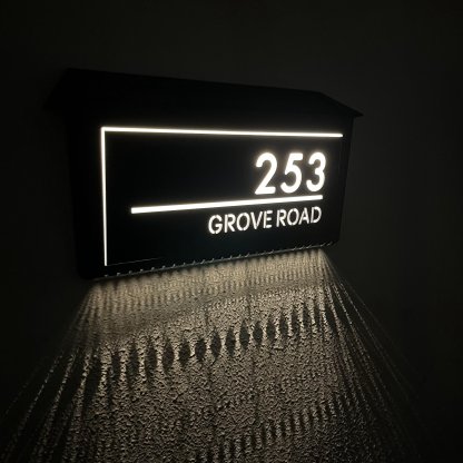 Custom Solar LED Backlit House Number Sign | Rectangle