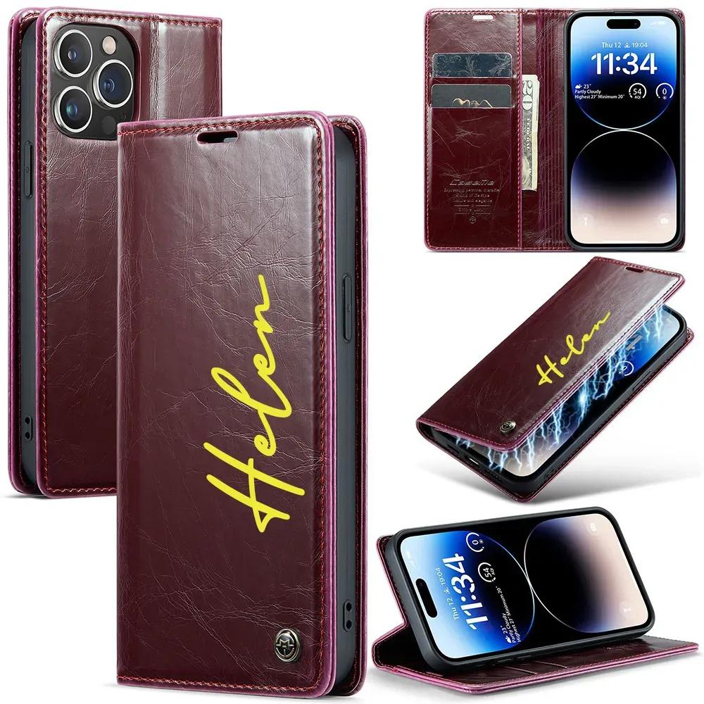 Personalised Monogram Card Holder Magnetic Wallet Phone Case