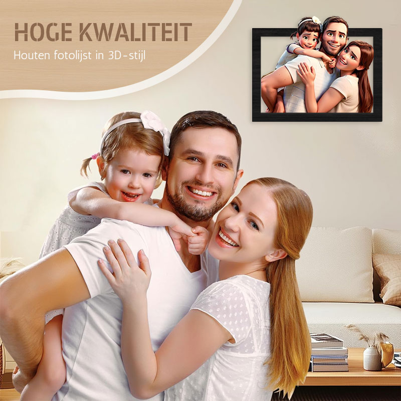 Aangepaste 3D Cartoon Stijl Houten Fotolijst – Transformeer Uw Herinneringen in Kunst!⏰49% korting op de laatste dag
