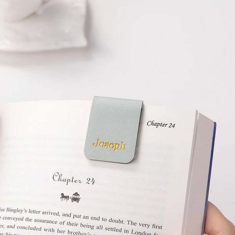 Personalized Minimalist Magnetic Leather Bookmark with Engraved Name Birthday Graduation Gift for Book Lovers Bookworm