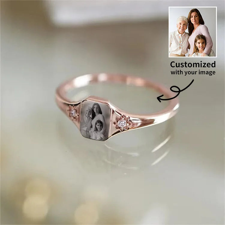Gepersonaliseerde foto Birthstone Ring-Thanksgiving/verjaardag/verjaardag/Kerstcadeau