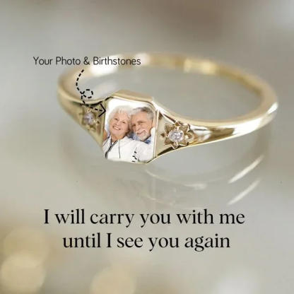 Gepersonaliseerde foto Birthstone Ring-Thanksgiving/verjaardag/verjaardag/Kerstcadeau