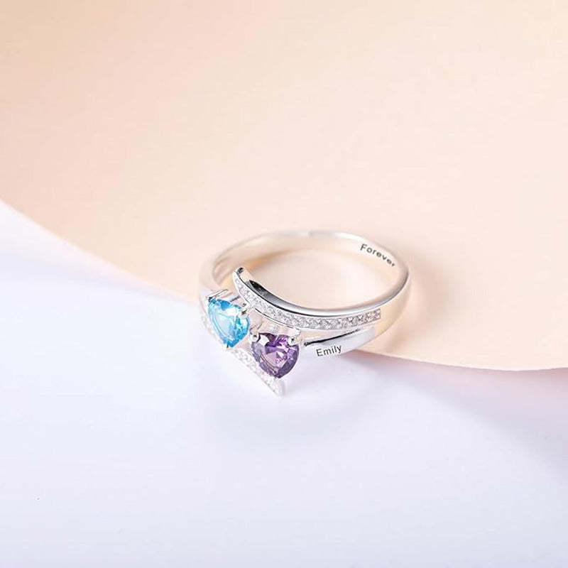 I Love You Forever - Personalized Promise Birthstones Ring