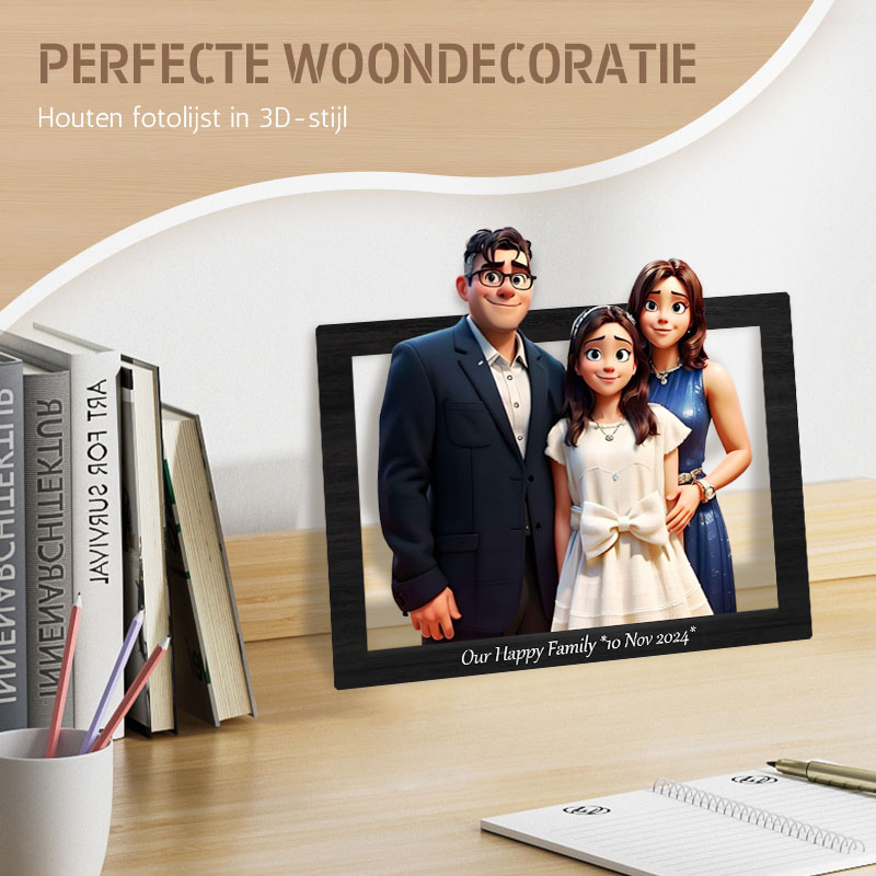 Aangepaste 3D Cartoon Stijl Houten Fotolijst – Transformeer Uw Herinneringen in Kunst!⏰49% korting op de laatste dag