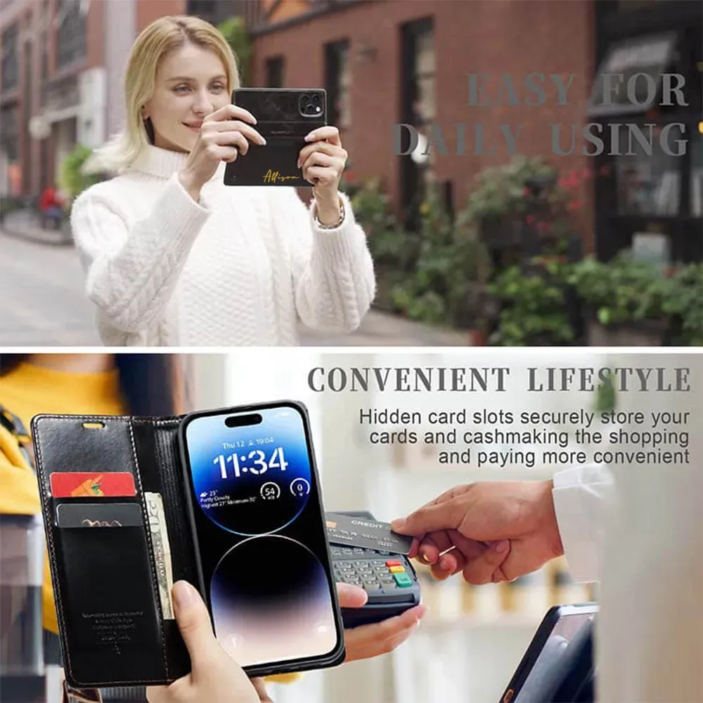 Personalised Monogram Card Holder Magnetic Wallet Phone Case