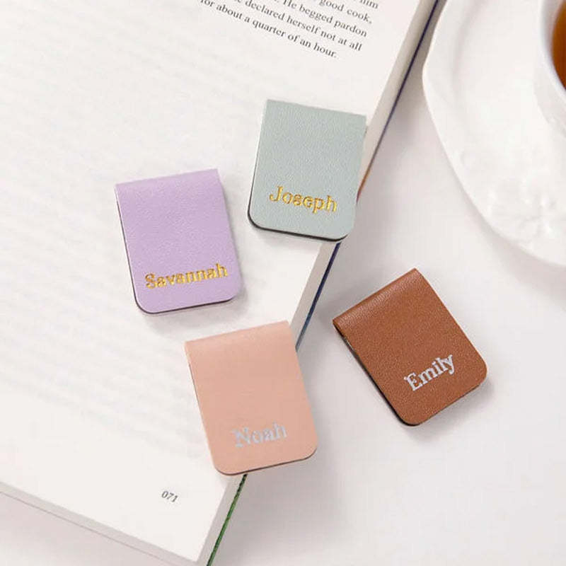 Personalized Minimalist Magnetic Leather Bookmark with Engraved Name Birthday Graduation Gift for Book Lovers Bookworm
