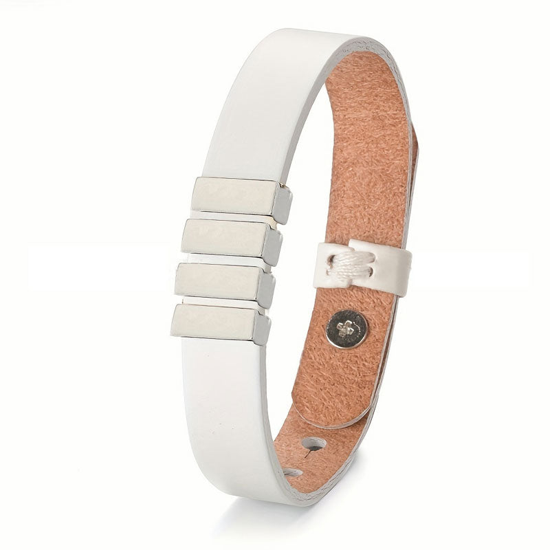 Father's Day! Men's Leather Bracelet with Custom Silver Beads
