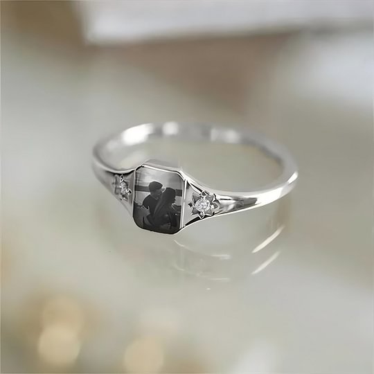 Gepersonaliseerde foto Birthstone Ring-Thanksgiving/verjaardag/verjaardag/Kerstcadeau