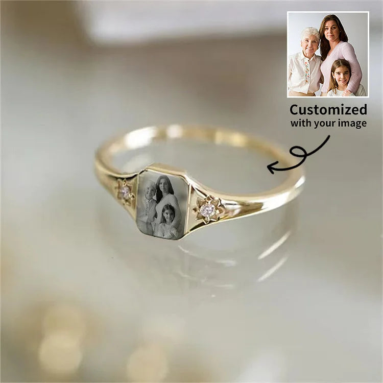Gepersonaliseerde foto Birthstone Ring-Thanksgiving/verjaardag/verjaardag/Kerstcadeau